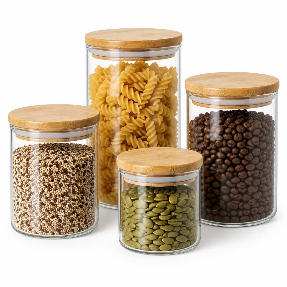Clarity Glass Pantry Jars — Set of 4